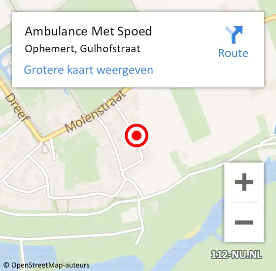 Locatie op kaart van de 112 melding: Ambulance Met Spoed Naar Ophemert, Gulhofstraat op 2 december 2021 12:03