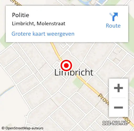Locatie op kaart van de 112 melding: Politie Limbricht, Molenstraat op 2 december 2021 12:04
