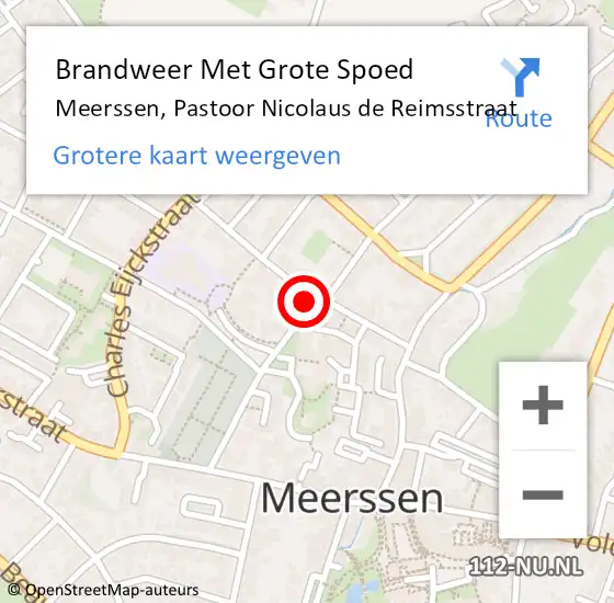 Locatie op kaart van de 112 melding: Brandweer Met Grote Spoed Naar Meerssen, Pastoor Nicolaus de Reimsstraat op 2 december 2021 12:08