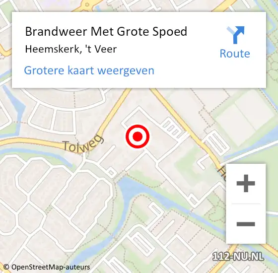 Locatie op kaart van de 112 melding: Brandweer Met Grote Spoed Naar Heemskerk, 't Veer op 2 december 2021 12:11