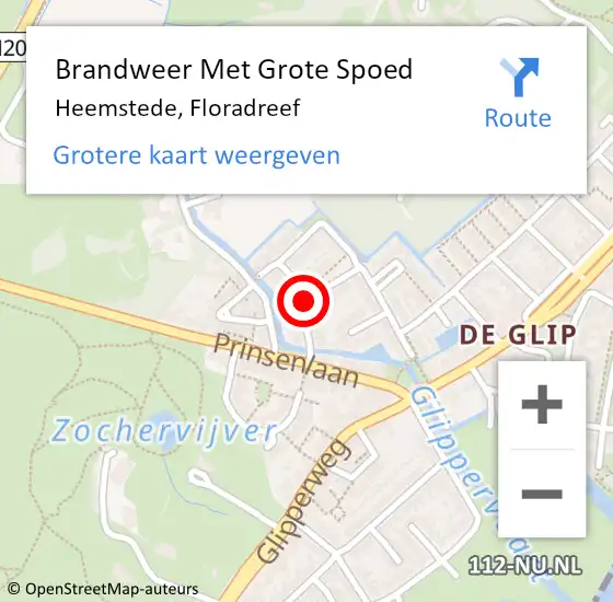 Locatie op kaart van de 112 melding: Brandweer Met Grote Spoed Naar Heemstede, Floradreef op 2 december 2021 12:11