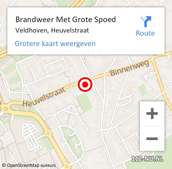 Locatie op kaart van de 112 melding: Brandweer Met Grote Spoed Naar Veldhoven, Heuvelstraat op 2 december 2021 12:11