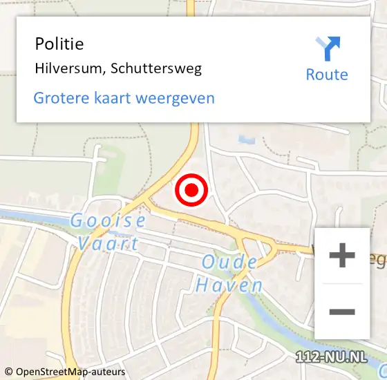 Locatie op kaart van de 112 melding: Politie Hilversum, Schuttersweg op 2 december 2021 12:11