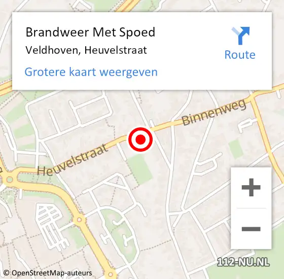 Locatie op kaart van de 112 melding: Brandweer Met Spoed Naar Veldhoven, Heuvelstraat op 2 december 2021 12:12