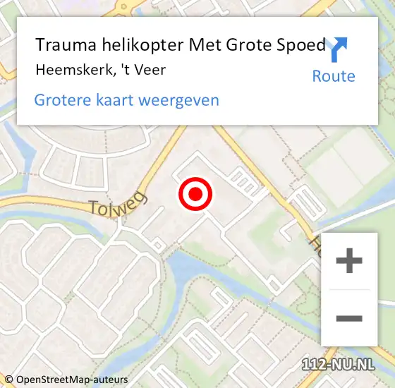 Locatie op kaart van de 112 melding: Trauma helikopter Met Grote Spoed Naar Heemskerk, 't Veer op 2 december 2021 12:14