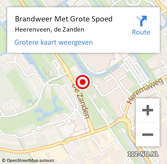 Locatie op kaart van de 112 melding: Brandweer Met Grote Spoed Naar Heerenveen, de Zanden op 2 december 2021 12:22