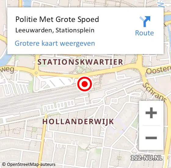 Locatie op kaart van de 112 melding: Politie Met Grote Spoed Naar Leeuwarden, Stationsplein op 2 december 2021 12:48