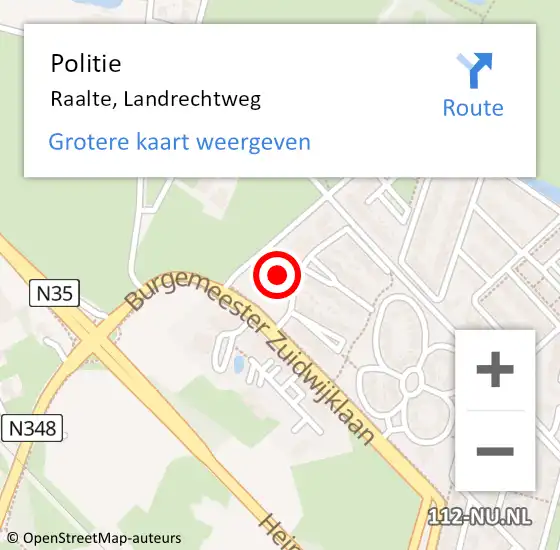 Locatie op kaart van de 112 melding: Politie Raalte, Landrechtweg op 2 december 2021 12:55