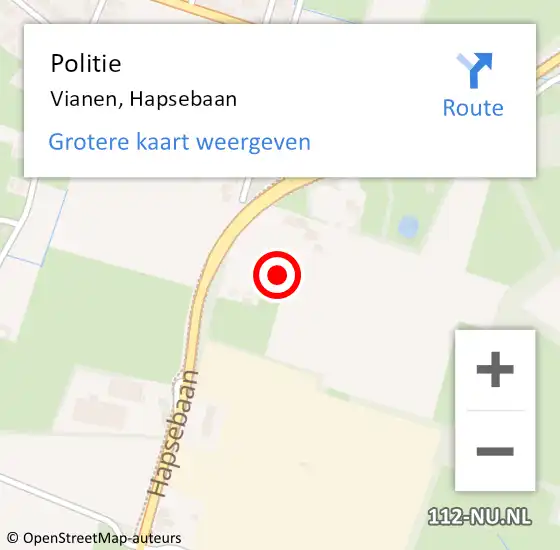 Locatie op kaart van de 112 melding: Politie Vianen, Hapsebaan op 2 december 2021 13:01