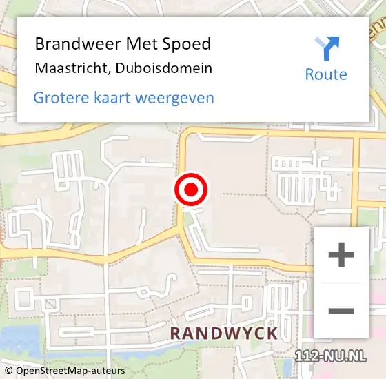 Locatie op kaart van de 112 melding: Brandweer Met Spoed Naar Maastricht, Duboisdomein op 2 december 2021 13:05