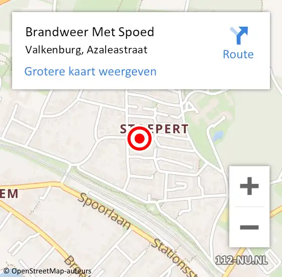 Locatie op kaart van de 112 melding: Brandweer Met Spoed Naar Valkenburg, Azaleastraat op 2 december 2021 13:07