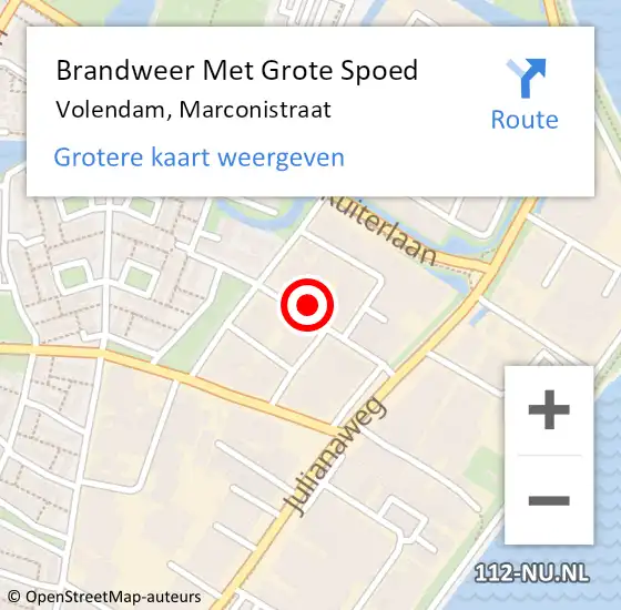 Locatie op kaart van de 112 melding: Brandweer Met Grote Spoed Naar Volendam, Marconistraat op 2 december 2021 13:08