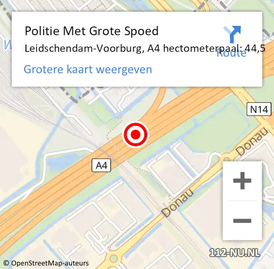 Locatie op kaart van de 112 melding: Politie Met Grote Spoed Naar Leidschendam-Voorburg, A4 hectometerpaal: 44,5 op 2 december 2021 13:19