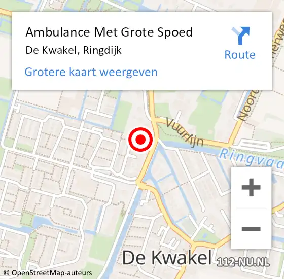 Locatie op kaart van de 112 melding: Ambulance Met Grote Spoed Naar De Kwakel, Ringdijk op 2 december 2021 13:39