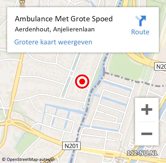 Locatie op kaart van de 112 melding: Ambulance Met Grote Spoed Naar Aerdenhout, Anjelierenlaan op 1 juli 2014 07:48