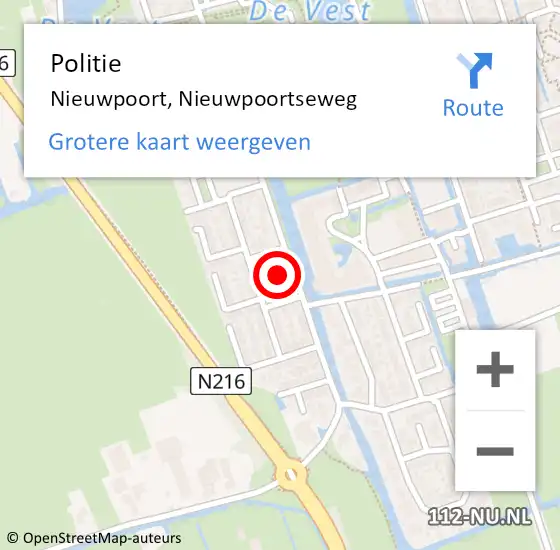 Locatie op kaart van de 112 melding: Politie Nieuwpoort, Nieuwpoortseweg op 2 december 2021 13:56