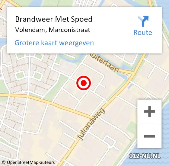 Locatie op kaart van de 112 melding: Brandweer Met Spoed Naar Volendam, Marconistraat op 2 december 2021 13:56