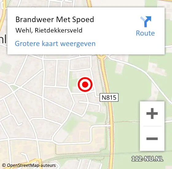 Locatie op kaart van de 112 melding: Brandweer Met Spoed Naar Wehl, Rietdekkersveld op 2 december 2021 14:03