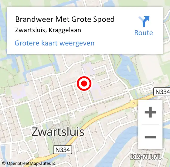 Locatie op kaart van de 112 melding: Brandweer Met Grote Spoed Naar Zwartsluis, Kraggelaan op 2 december 2021 14:06