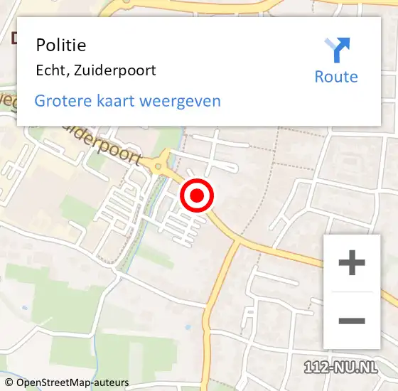 Locatie op kaart van de 112 melding: Politie Echt, Zuiderpoort op 2 december 2021 14:17