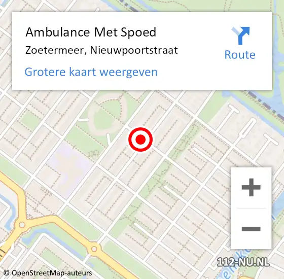 Locatie op kaart van de 112 melding: Ambulance Met Spoed Naar Zoetermeer, Nieuwpoortstraat op 2 december 2021 14:22