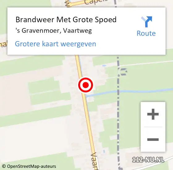 Locatie op kaart van de 112 melding: Brandweer Met Grote Spoed Naar 's Gravenmoer, Vaartweg op 2 december 2021 14:57