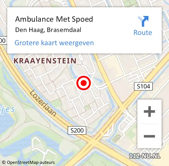Locatie op kaart van de 112 melding: Ambulance Met Spoed Naar Den Haag, Brasemdaal op 2 december 2021 15:06