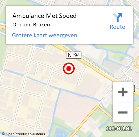 Locatie op kaart van de 112 melding: Ambulance Met Spoed Naar Obdam, Braken op 2 december 2021 15:07