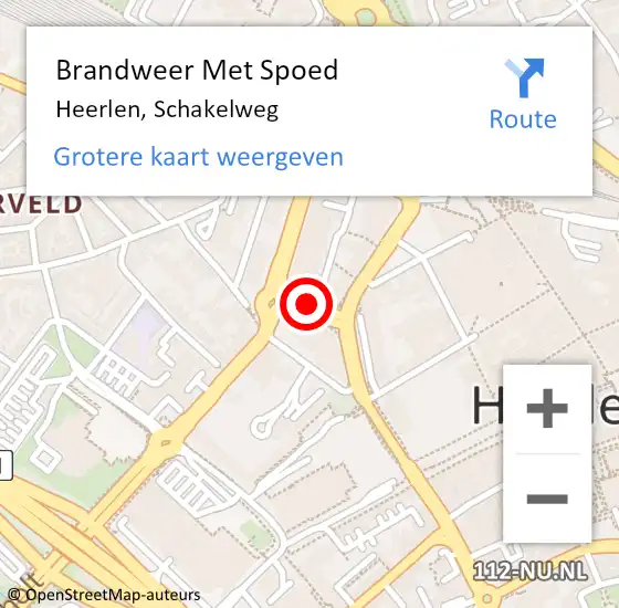 Locatie op kaart van de 112 melding: Brandweer Met Spoed Naar Heerlen, Schakelweg op 2 december 2021 15:18