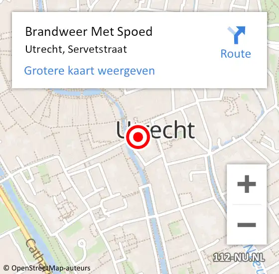 Locatie op kaart van de 112 melding: Brandweer Met Spoed Naar Utrecht, Servetstraat op 2 december 2021 15:21