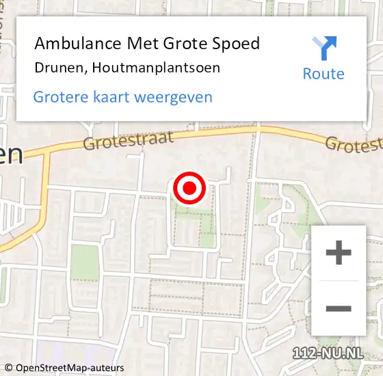 Locatie op kaart van de 112 melding: Ambulance Met Grote Spoed Naar Drunen, Houtmanplantsoen op 1 juli 2014 08:08