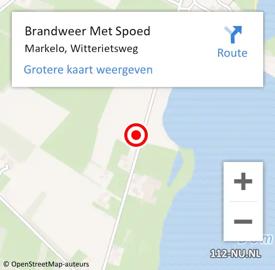 Locatie op kaart van de 112 melding: Brandweer Met Spoed Naar Markelo, Witterietsweg op 2 december 2021 15:48