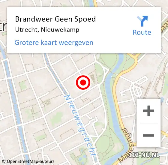 Locatie op kaart van de 112 melding: Brandweer Geen Spoed Naar Utrecht, Nieuwekamp op 2 december 2021 15:54