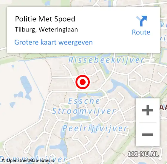 Locatie op kaart van de 112 melding: Politie Met Spoed Naar Tilburg, Weteringlaan op 2 december 2021 16:04