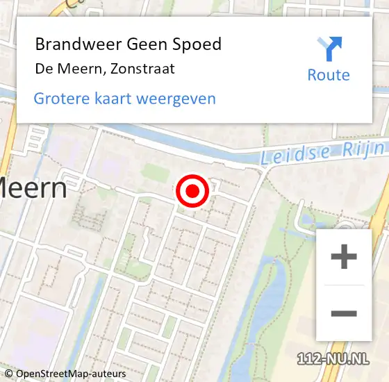 Locatie op kaart van de 112 melding: Brandweer Geen Spoed Naar De Meern, Zonstraat op 2 december 2021 16:04