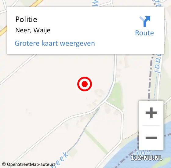 Locatie op kaart van de 112 melding: Politie Neer, Waije op 2 december 2021 16:05