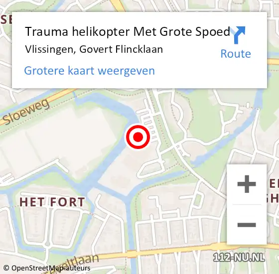 Locatie op kaart van de 112 melding: Trauma helikopter Met Grote Spoed Naar Vlissingen, Govert Flincklaan op 2 december 2021 16:05