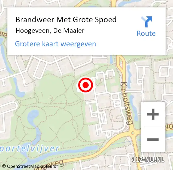 Locatie op kaart van de 112 melding: Brandweer Met Grote Spoed Naar Hoogeveen, De Maaier op 2 december 2021 16:08