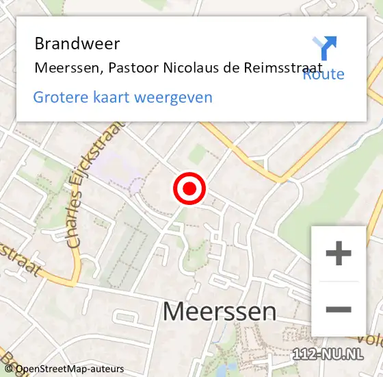 Locatie op kaart van de 112 melding: Brandweer Meerssen, Pastoor Nicolaus de Reimsstraat op 2 december 2021 16:25