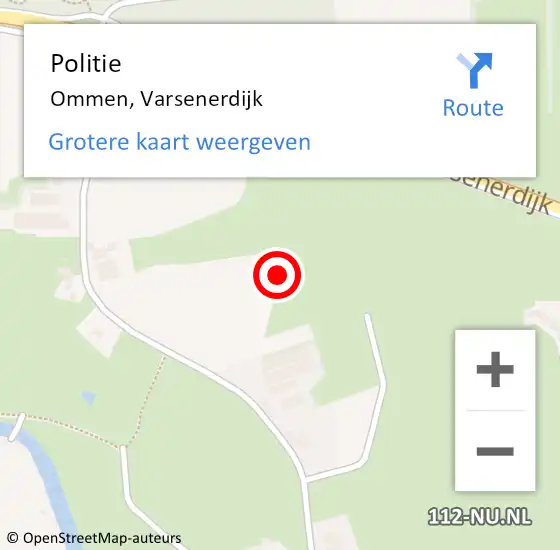 Locatie op kaart van de 112 melding: Politie Ommen, Varsenerdijk op 2 december 2021 16:37