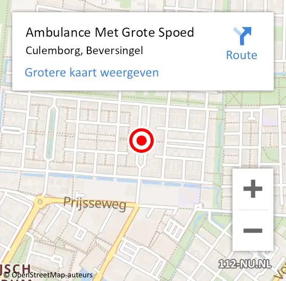 Locatie op kaart van de 112 melding: Ambulance Met Grote Spoed Naar Culemborg, Beversingel op 2 december 2021 16:50