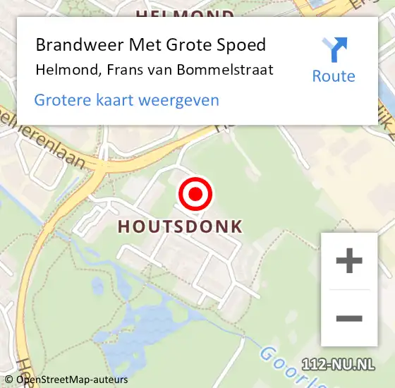 Locatie op kaart van de 112 melding: Brandweer Met Grote Spoed Naar Helmond, Frans van Bommelstraat op 2 december 2021 17:11