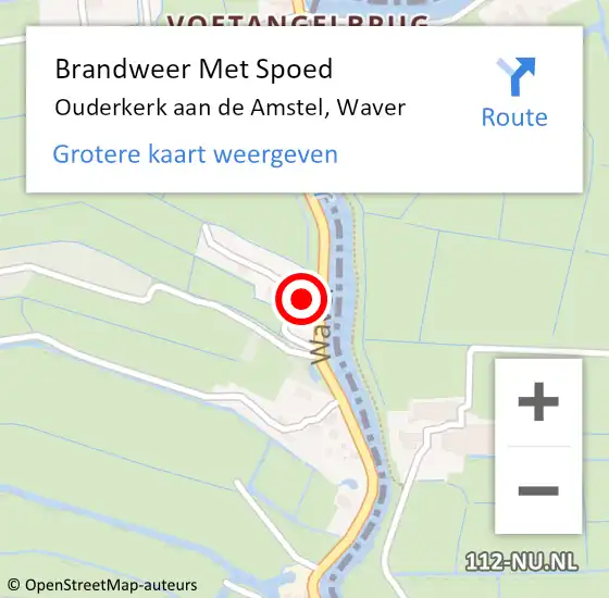 Locatie op kaart van de 112 melding: Brandweer Met Spoed Naar Ouderkerk aan de Amstel, Waver op 1 juli 2014 08:17