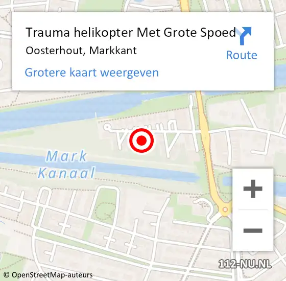 Locatie op kaart van de 112 melding: Trauma helikopter Met Grote Spoed Naar Oosterhout, Markkant op 2 december 2021 17:17