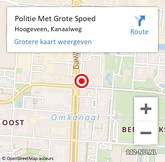 Locatie op kaart van de 112 melding: Politie Met Grote Spoed Naar Hoogeveen, Kanaalweg op 2 december 2021 17:37