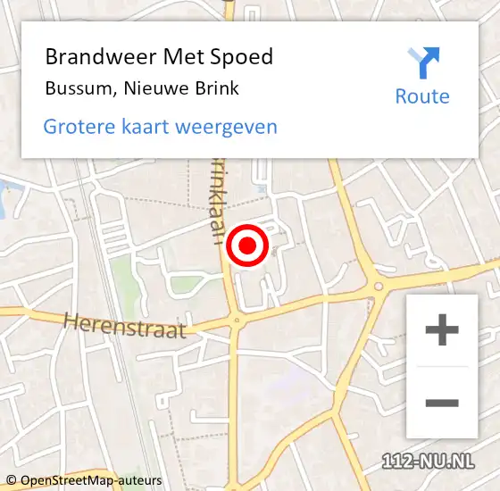 Locatie op kaart van de 112 melding: Brandweer Met Spoed Naar Bussum, Nieuwe Brink op 2 december 2021 18:10