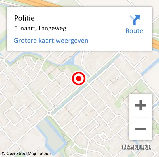 Locatie op kaart van de 112 melding: Politie Fijnaart, Langeweg op 2 december 2021 18:17