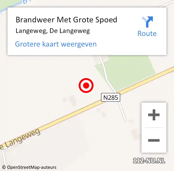 Locatie op kaart van de 112 melding: Brandweer Met Grote Spoed Naar Langeweg, De Langeweg op 2 december 2021 18:18