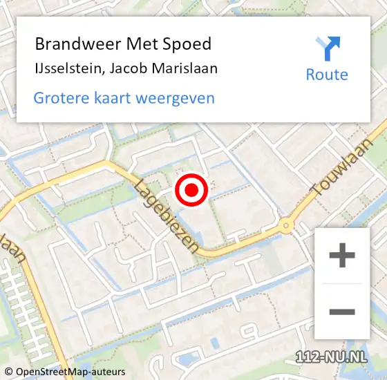 Locatie op kaart van de 112 melding: Brandweer Met Spoed Naar IJsselstein, Jacob Marislaan op 2 december 2021 18:21