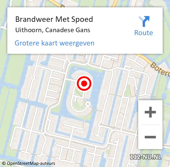 Locatie op kaart van de 112 melding: Brandweer Met Spoed Naar Uithoorn, Canadese Gans op 2 december 2021 18:42